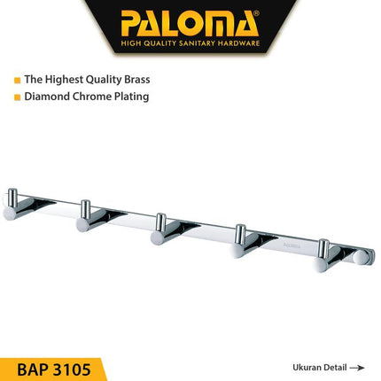 PALOMA BAP 3105 Kapstok Gantungan Baju Handuk Rak Hanger Mandi 5 Kait