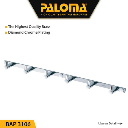 PALOMA BAP 3106 Kapstok Gantungan Baju Handuk Rak Hanger Mandi 6 Kait