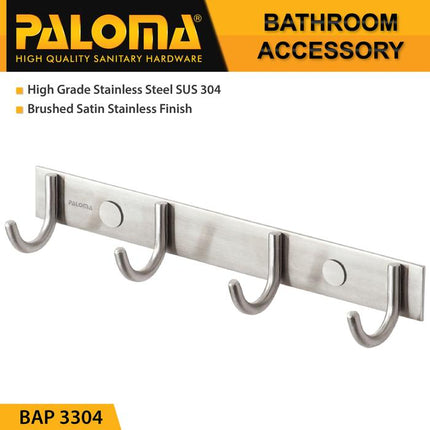 PALOMA BAP 3304 Kapstok Gantungan Baju Handuk Rak Hanger Mandi 4 Kait