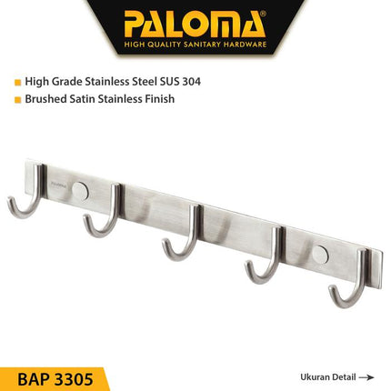 PALOMA BAP 3305 Kapstok Gantungan Baju Handuk Rak Hanger Mandi 5 Kait