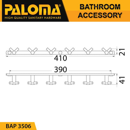 PALOMA BAP 3506 Kapstok Gantungan Baju Handuk Rak Hanger Mandi 12 Kait