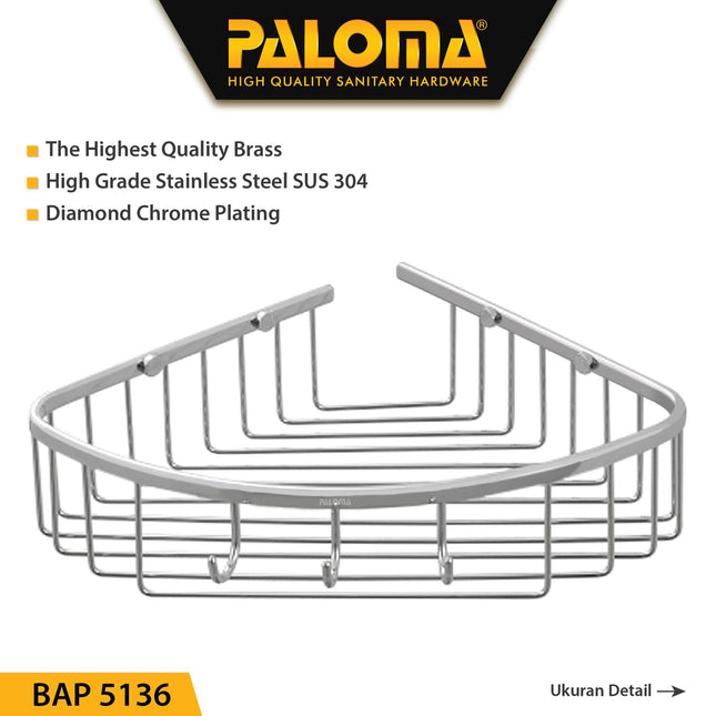 Rak Sudut PALOMA BAP 5136 Tempat Sabun Dinding Toilet Kamar Mandi