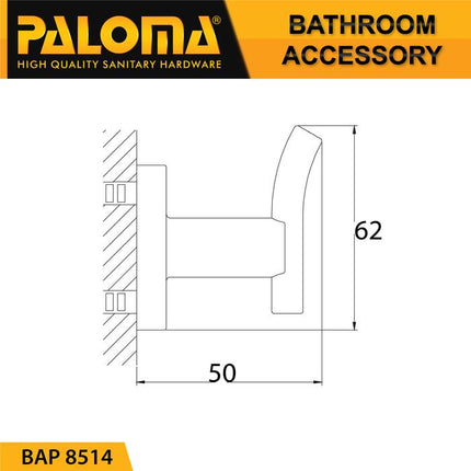 Kapstok PALOMA BAP 8514 Gantungan Baju Handuk Rak Hanger Mandi 1 Kait