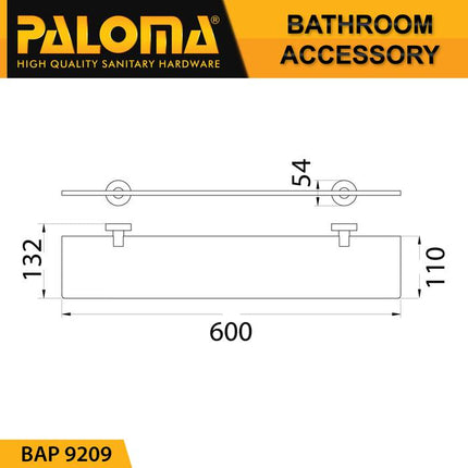 PALOMA BAP 9209 Rak Kaca Tempat Sabun Glass Shelf Dinding Kamar Mandi