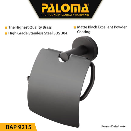 PALOMA BAP 9215 Tempat Tissue Toilet Holder Tisu Gulung Roll WC Mandi Matte Black