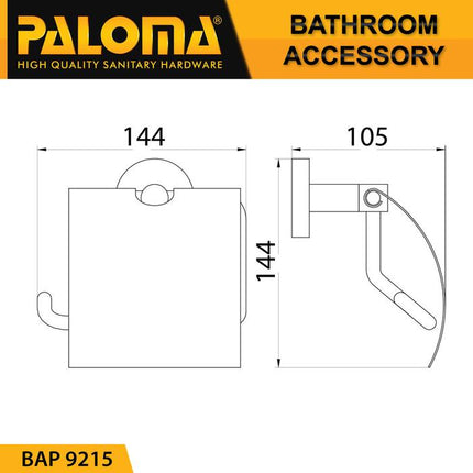 PALOMA BAP 9215 Tempat Tissue Toilet Holder Tisu Gulung Roll WC Mandi Matte Black