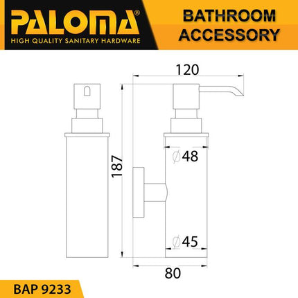 PALOMA BAP 9233 Dispenser Sabun Shampoo Cair Tempat Botol Pump Dinding