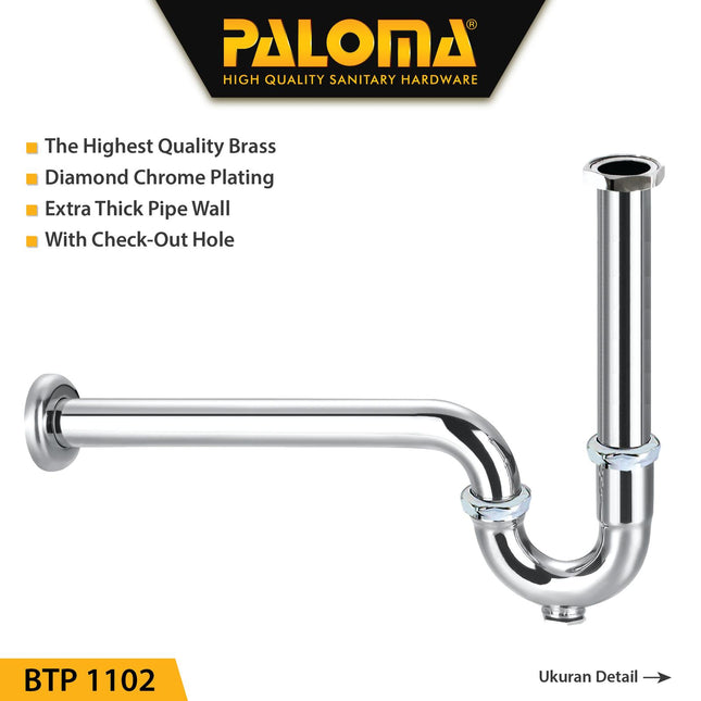 PALOMA BTP 1102 Sifon Wastafel P-Trap Pembuangan Leher Afur Siphon