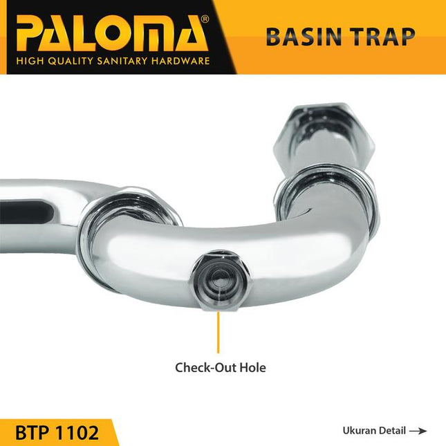 PALOMA BTP 1102 Sifon Wastafel P-Trap Pembuangan Leher Afur Siphon