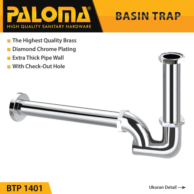 Sifon Wastafel P-Trap PALOMA BTP 1401 Pembuangan Leher Afur Siphon