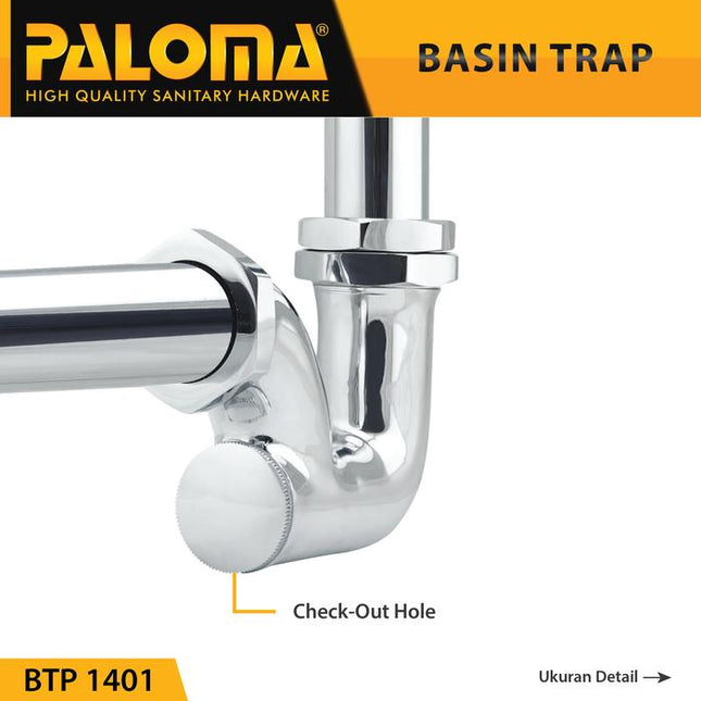 Sifon Wastafel P-Trap PALOMA BTP 1401 Pembuangan Leher Afur Siphon