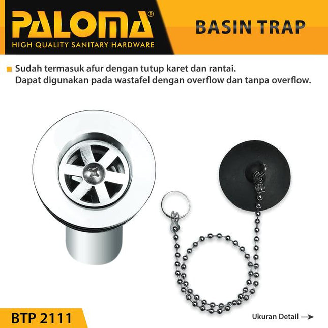 PALOMA BTP 2111 Sifon Afur Set P-Trap Pembuangan Wastafel Siphon Avur
