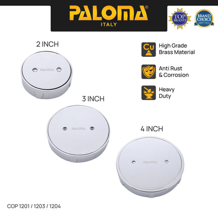 PALOMA Clean Out Tutup Saluran Air Tutup Bak Control Septic Tank Brass Kuningan 2 3 4 inch Chrome Silver Grey Abu COP 1201 COP 1203 COP 1204