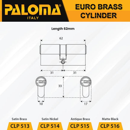 PALOMA Cylinder Kunci Pintu Silinder Anak Computer Key DC-CK Brass Kuningan CLP 513 514 515 516 533 534 536 543 544 545 546 556 566