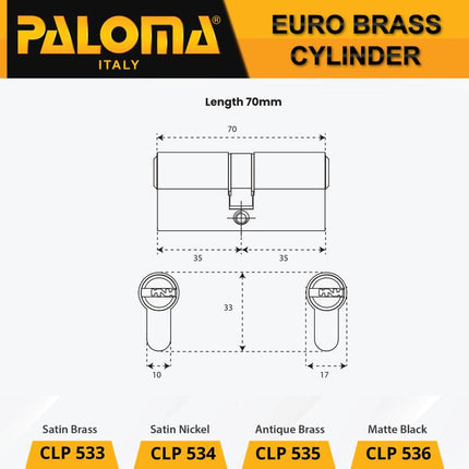 PALOMA Cylinder Kunci Pintu Silinder Anak Computer Key DC-CK Brass Kuningan CLP 513 514 515 516 533 534 536 543 544 545 546 556 566
