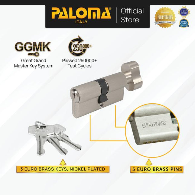 Cylinder Kunci PALOMA CLP 403 CLP 404 CLP 405 CLP 406 CLP 407 Gold Emas Grey Abu Antique Antik Black Hitam Gunmetal Gun Metal Pintu Silinder Knob Anak Standard Key KC-SK Brass Kuningan