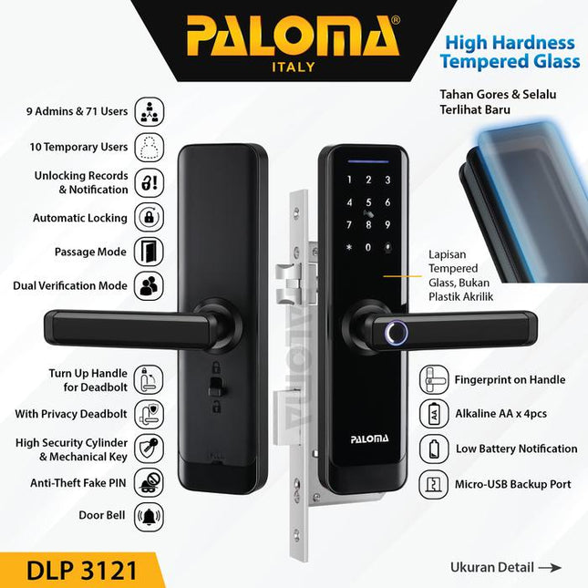 PALOMA DLP 3121 Digital Lock Smart Home Kunci Pintu Door Handle WiFi