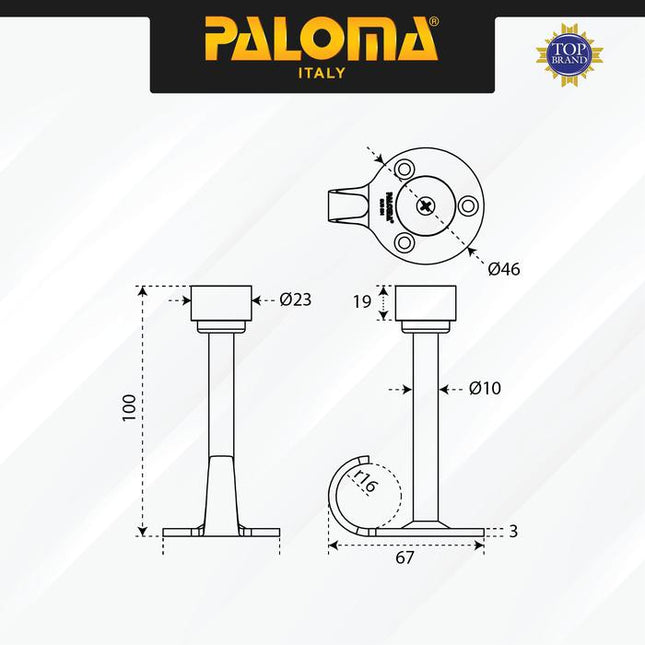 PALOMA DSP 201 Door Stopper Penahan Pintu Kait Door Stop Stoper Hook Dinding Tembok Wall Pengganjal Ganjalan Pintu Rumah Stainless Steel SUS 304 SUS304 Satin Silver