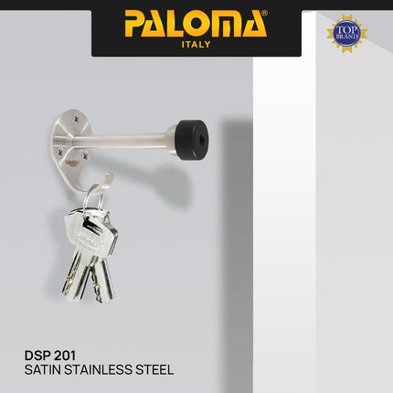 PALOMA DSP 201 Door Stopper Penahan Pintu Kait Door Stop Stoper Hook Dinding Tembok Wall Pengganjal Ganjalan Pintu Rumah Stainless Steel SUS 304 SUS304 Satin Silver