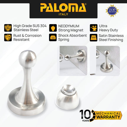 PALOMA DSP 241 Door Stopper Magnet Penahan Pintu Magnetic Door Stop Stoper Dinding Tembok Wall Pengganjal Ganjalan Pintu Rumah Stainless Steel SUS 304 SUS304 Satin Silver