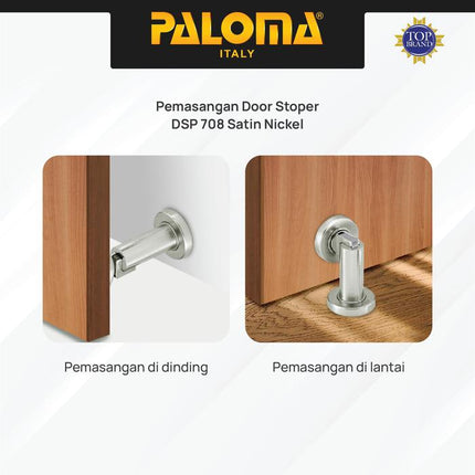 PALOMA DSP 708 Door Stopper Magnet Penahan Pintu Magnetic Door Stop Stoper Dinding Tembok Wall Pengganjal Ganjalan Pintu Rumah Zamak Satin Silver