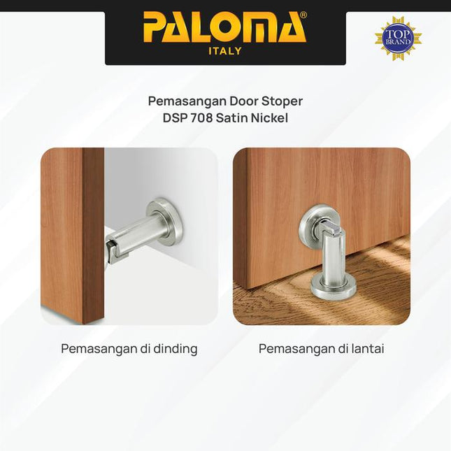 PALOMA DSP 708 Door Stopper Magnet Penahan Pintu Magnetic Door Stop Stoper Dinding Tembok Wall Pengganjal Ganjalan Pintu Rumah Zamak Satin Silver