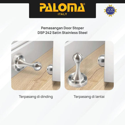 PALOMA Door Stopper Magnet Penahan Pintu Magnetic Door Stop Stoper Dinding Tembok Wall Pengganjal Ganjalan Pintu Rumah Stainless Steel SUS 304 SUS304 Satin Silver Black Hitam DSP 242 DSP 245