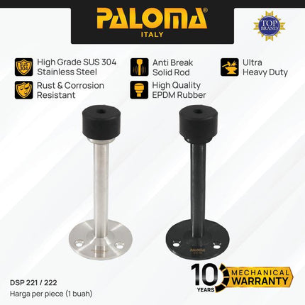 PALOMA Door Stopper Penahan Pintu Dinding Karet Door Stop Stoper Wall Rubber Pengganjal Ganjalan Pintu Rumah Stainless Steel SUS 304 SUS304 Satin Silver Black Hitam DSP 221 DSP 222