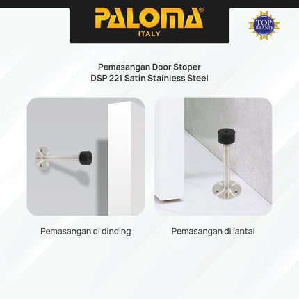 PALOMA Door Stopper Penahan Pintu Dinding Karet Door Stop Stoper Wall Rubber Pengganjal Ganjalan Pintu Rumah Stainless Steel SUS 304 SUS304 Satin Silver Black Hitam DSP 221 DSP 222