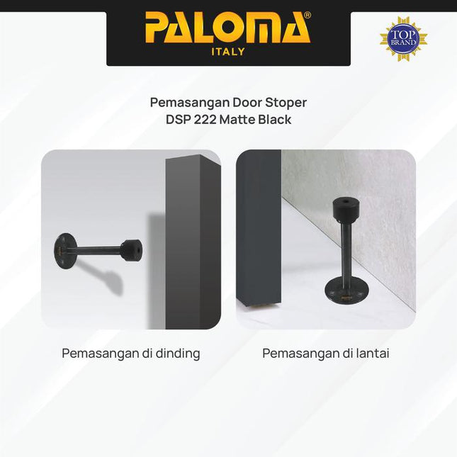 PALOMA Door Stopper Penahan Pintu Dinding Karet Door Stop Stoper Wall Rubber Pengganjal Ganjalan Pintu Rumah Stainless Steel SUS 304 SUS304 Satin Silver Black Hitam DSP 221 DSP 222