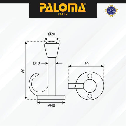 PALOMA Door Stopper Penahan Pintu Dinding Tembok Door Stop Stoper Kait Hook Wall Pengganjal Ganjalan Pintu Rumah Karet Rubber Zamak Gold Emas Satin Silver DSP 711 DSP 712