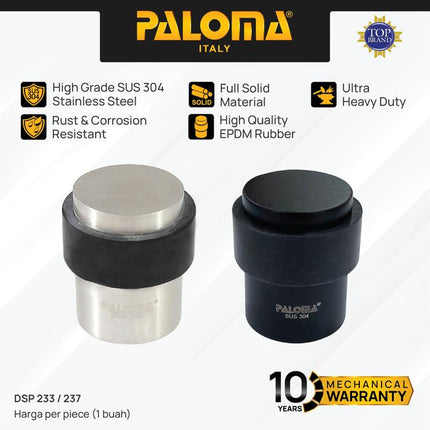 PALOMA Door Stopper Penahan Pintu Lantai Karet Door Stop Stoper Floor Rubber Pengganjal Ganjalan Pintu Rumah Stainless Steel SUS 304 SUS304 Satin Silver Black Hitam DSP 233 DSP 237