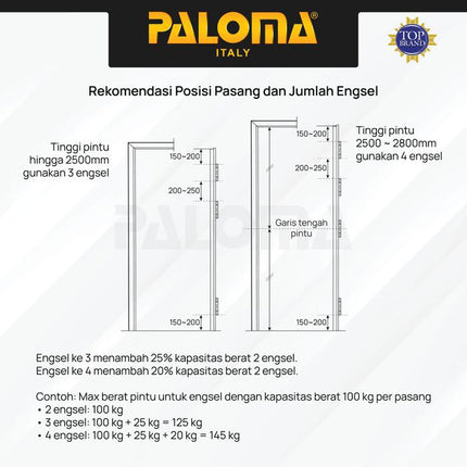 PALOMA Engsel Pintu Jendela Hinge Kupu Butt Plat Kayu Aluminium PVC Hinges Door Window Stainless Steel SUS 304 SUS304 Ball Bearing 2BB 4BB NRP 3" 4" 5" 6" 3 4 5 6 Inch Gunmetal Gun Metal Grey Abu BHP 251 252 253 254 255
