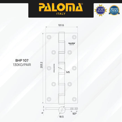 PALOMA Engsel Pintu Jendela Hinge Kupu Butt Plat Kayu Aluminium PVC Hinges Door Window Stainless Steel SUS 316 SUS316 Ball Bearing 2BB 4BB 6BB NRP 3" 4" 5" 6" 8" 3 4 5 6 8 Inch BHP 101 102 103 104 105 106 107