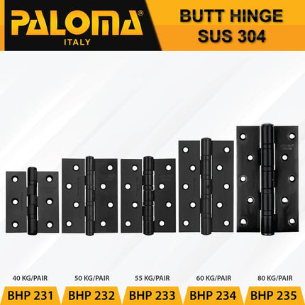 PALOMA Engsel Pintu Jendela Kupu Plat Butt Hinge Black Hitam BHP 23