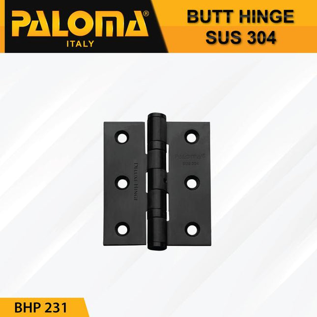 PALOMA Engsel Pintu Jendela Kupu Plat Butt Hinge Black Hitam BHP 23