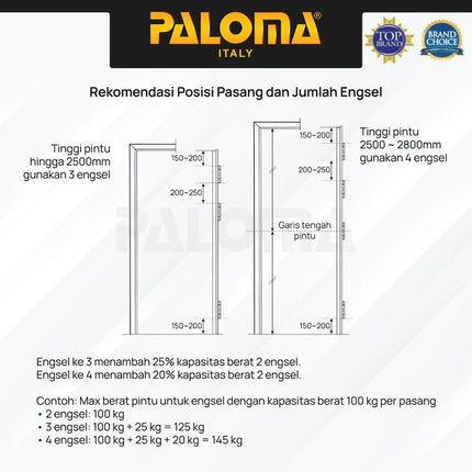 PALOMA Engsel Pintu Jendela Kupu Plat Butt Hinge Stainless BHP 22