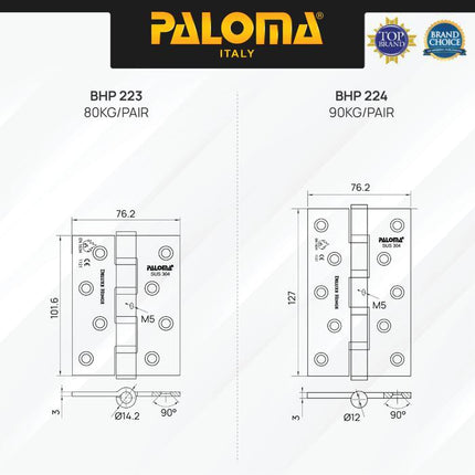 PALOMA Engsel Pintu Jendela Kupu Plat Butt Hinge Stainless BHP 22
