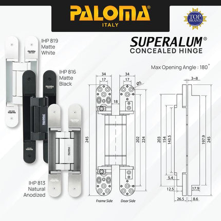 PALOMA Engsel Tanam Invisible Concealed Hinge Pintu Jendela IHP 81