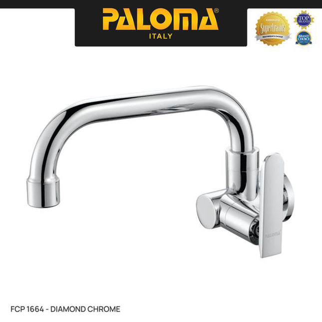 PALOMA FCP 1664 Kran Sink Bebek Keran Dapur Kitchen Keran Wastafel Kran Cuci Tangan Kran Air Sink Tembok Dinding Wall Brass Kuningan Chrome Krom