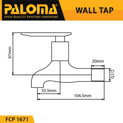 PALOMA FCP 1671 Keran Taman Bak Mandi Cuci Dinding Tembok Kran Air