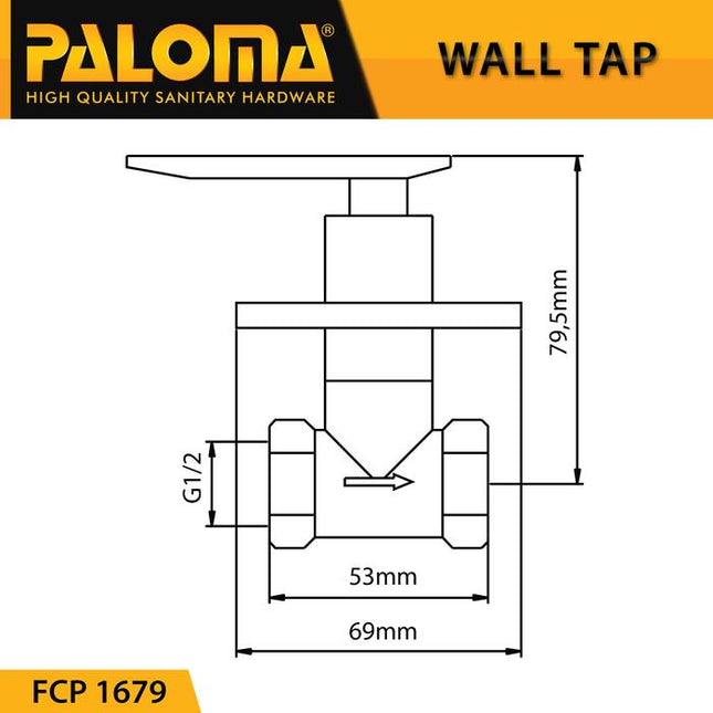 PALOMA FCP 1679 Keran Stop Valve Tanam Shower Mandi Tembok Kran Air