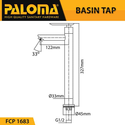 PALOMA FCP 1683 Keran Wastafel Tinggi Bambu Cuci Tangan Meja Kran Air Brass Kuningan