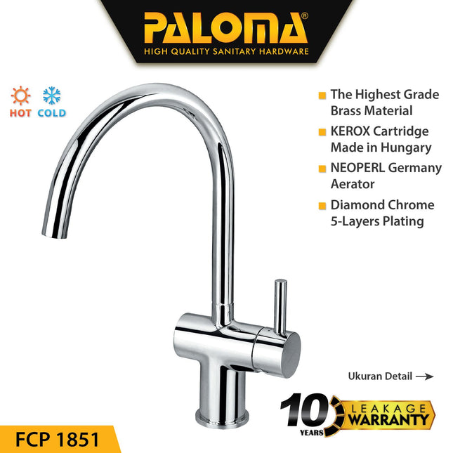 Keran Dapur PALOMA FCP 1851 Keran Mixer Cuci Piring Dapur Panas Dingin Kran Air Brass Kuningan