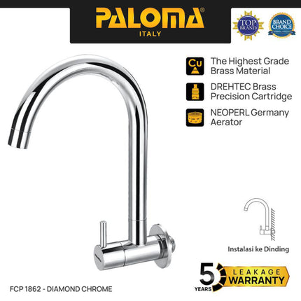 PALOMA FCP 1862 Keran Sink Angsa Cuci Piring Dapur Tembok Kran Air