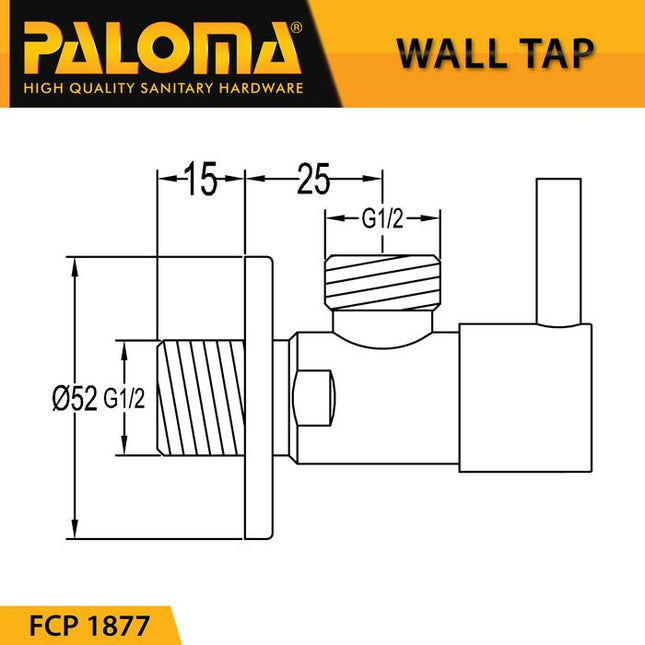 PALOMA FCP 1877 Keran Stop Toilet WC Jet Shower Valve Tembok Kran Air