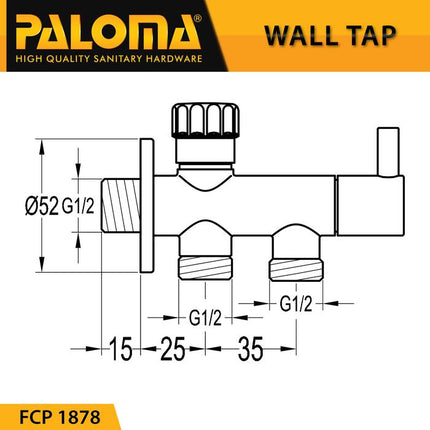 PALOMA FCP 1878 Keran Stop Cabang Toilet WC Jet Shower Tembok Kran Air