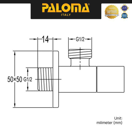 PALOMA FCP 2277 Keran Stop Cabang Keran Toilet Keran WC Keran Jet Shower Wall Tembok Keran Water Air Brass Kuningan Chrome Krom