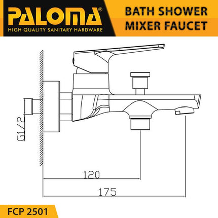 PALOMA FCP 2501 Keran Mixer Bathtub Shower Mandi Panas Dingin Kran Air