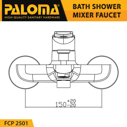 PALOMA FCP 2501 Keran Mixer Bathtub Shower Mandi Panas Dingin Kran Air